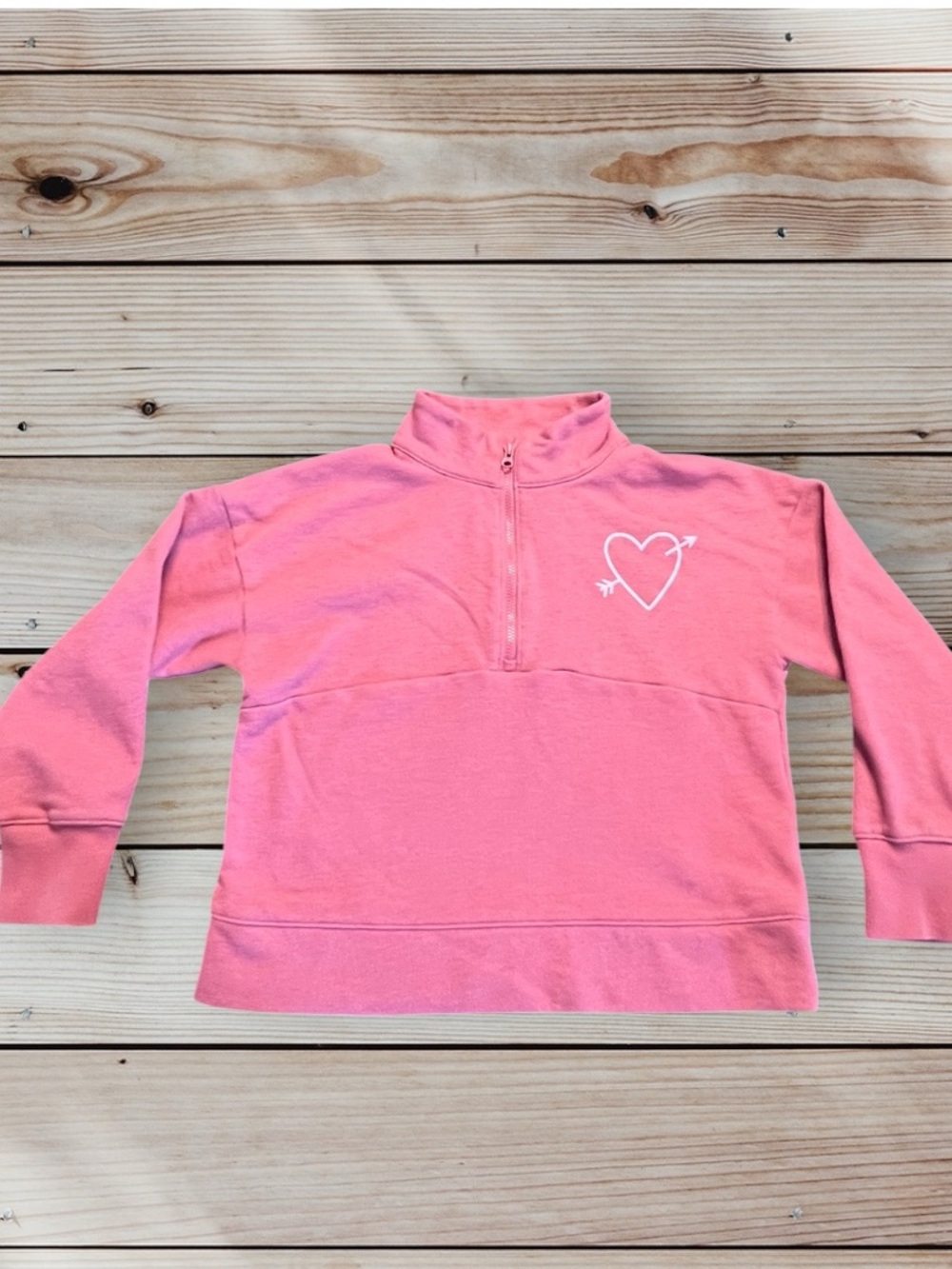 OshKosh Bgosh Light red Pink Half-Zip Pullover with Heart Arrow Graphic Girls 10